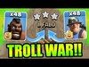 Clash Of Clans - INSANE 48 TROOP TROLL WAR!! - ATTACKING THE