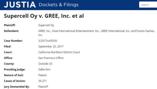 【#グリーを許すな】アメリカ カルフォルニアでスーパーセルがGREEを特許権に関する事項で訴訟中であることが判明 他